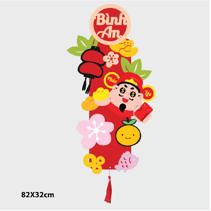 Biển treo TẾT vải dạ dày dặn, handmade trang trí nhà cửa