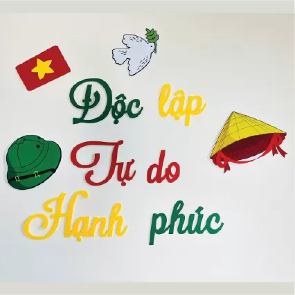 Set chữ ĐỘC LẬP TỰ DO HẠNH PHÚC vải dạ cứng dày trang trí Thống Nhất Đất Nước 30/4 và Quốc Khánh 2/9