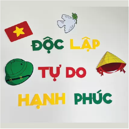 Set chữ ĐỘC LẬP TỰ DO HẠNH PHÚC vải dạ cứng dày trang trí Thống Nhất Đất Nước 30/4 và Quốc Khánh 2/9