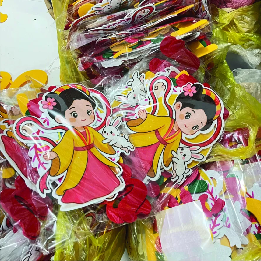 Set chữ ĐÊM HỘI TRĂNG RẰM vải dạ cứng dày trang trí Trung thu