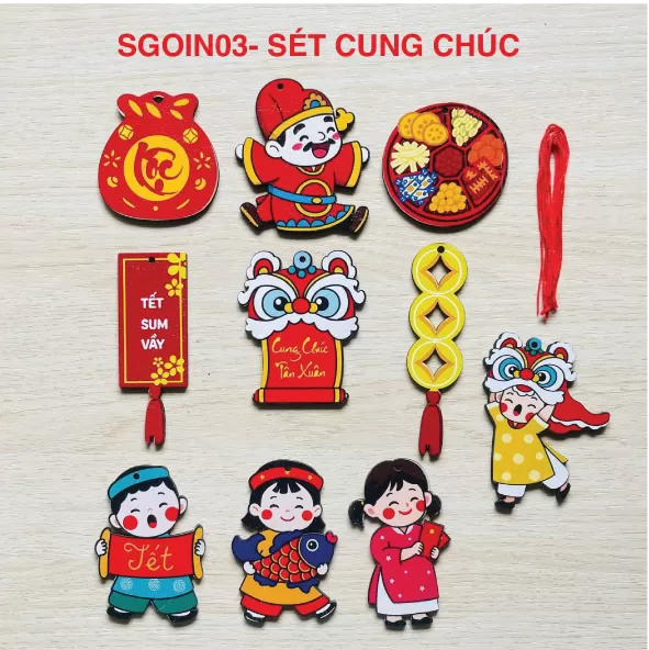 Tag gỗ treo trang trí tết