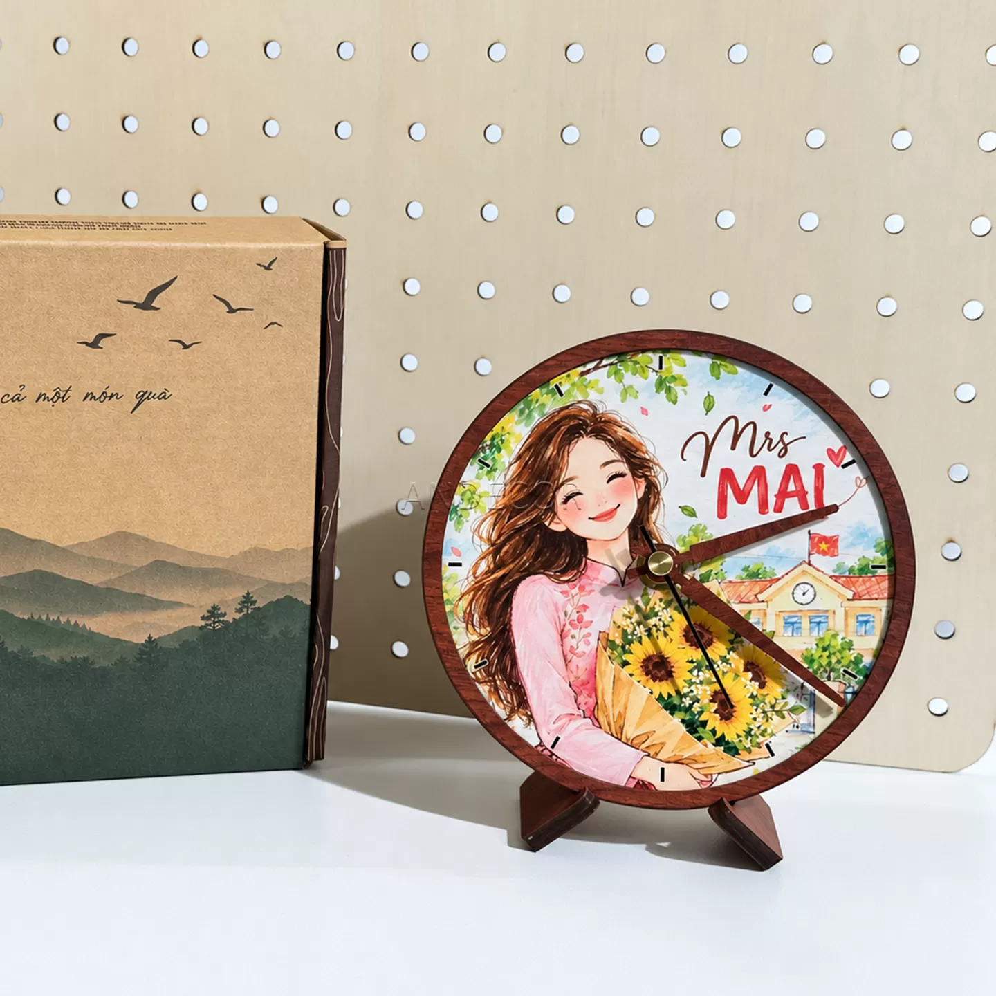 Đồng Hồ Gỗ Để Bàn Size S (14.5cm) - Cá Nhân Hóa In Ảnh Theo Yêu Cầu – Quà Tặng Sinh Nhật, Tri Ân, Doanh Nghiệp | ANDECOR