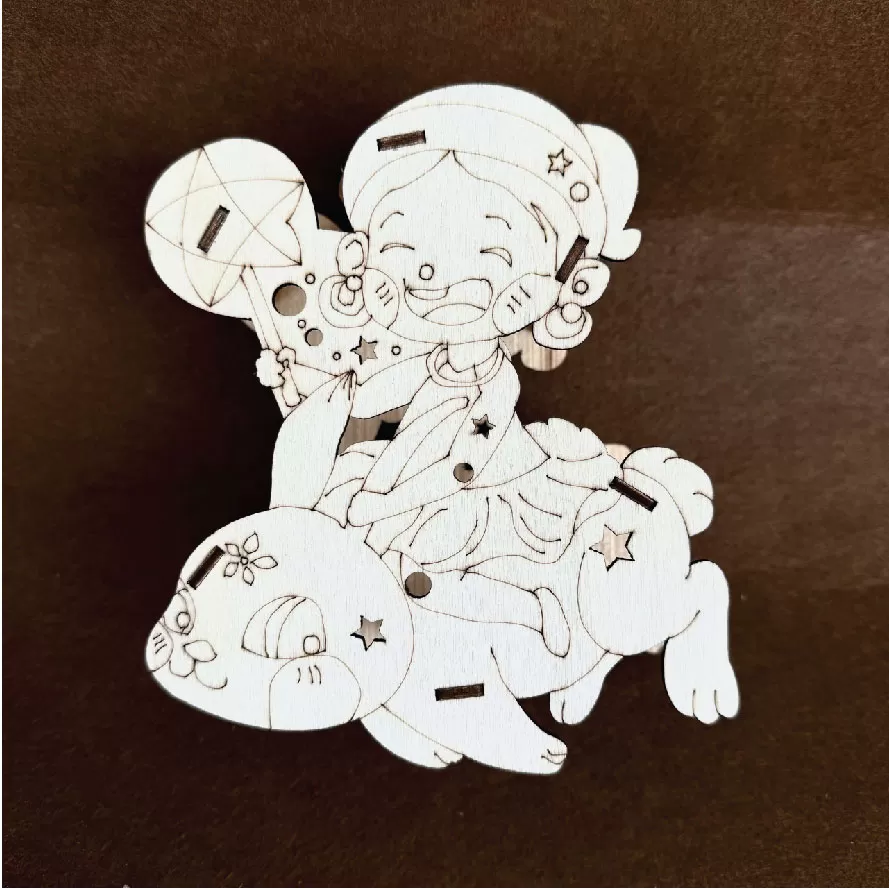 Đèn lồng gỗ tô màu mẫu hằng thỏ