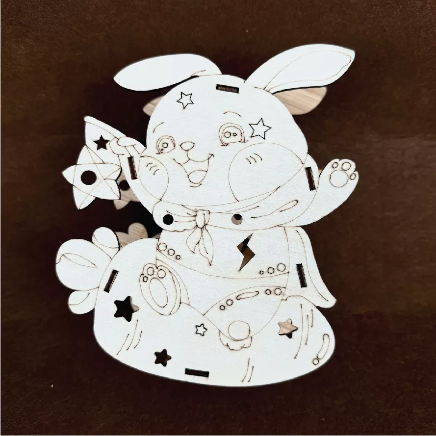 Đèn lồng gỗ tô màu mẫu thỏ cà rốt