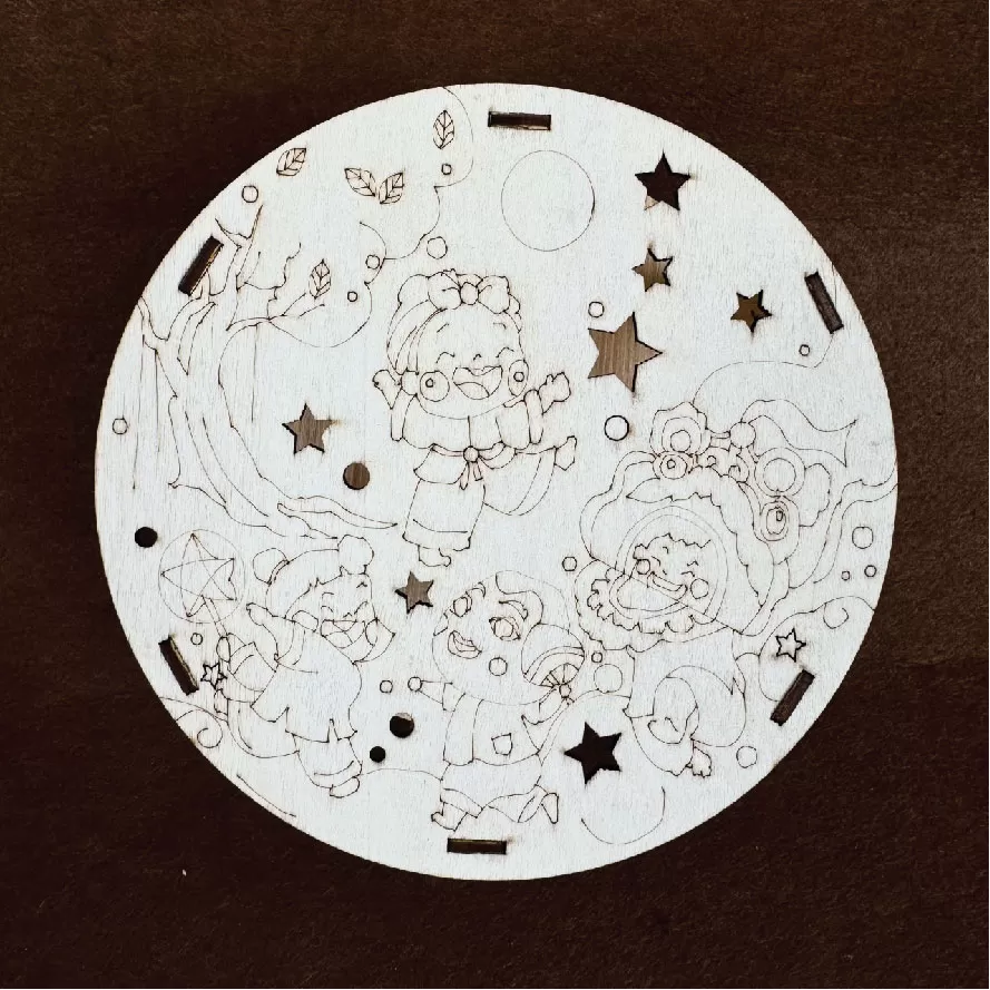 Đèn lồng gỗ tô màu mẫu múa lân