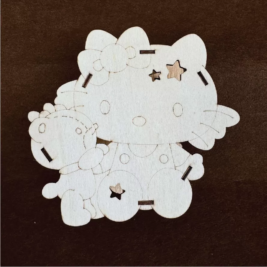 Đèn lồng gỗ tô màu mẫu kitty