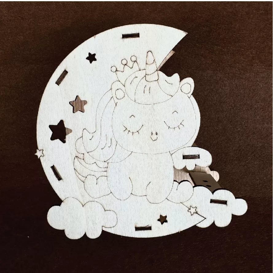 Đèn lồng gỗ tô màu mẫu unicorn
