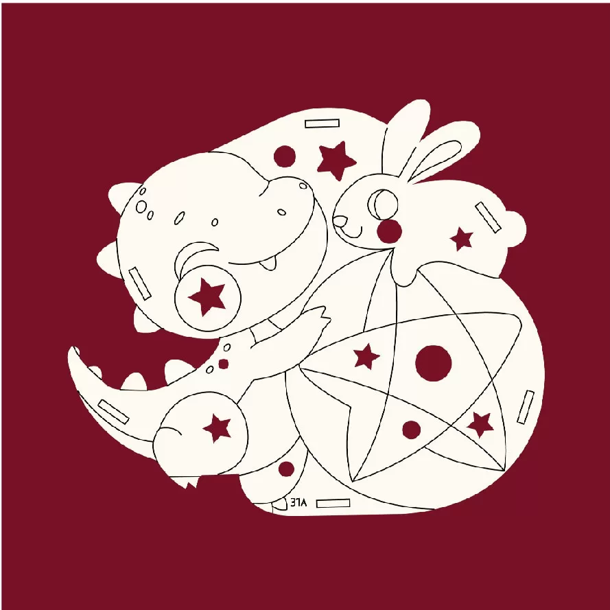 Đèn lồng gỗ tô màu mẫu khủng long thỏ