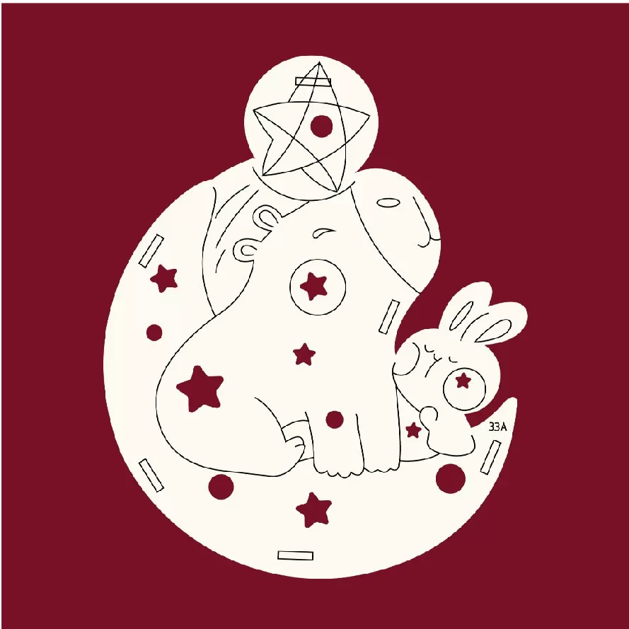 Đèn lồng gỗ tô màu mẫu capybara thỏ