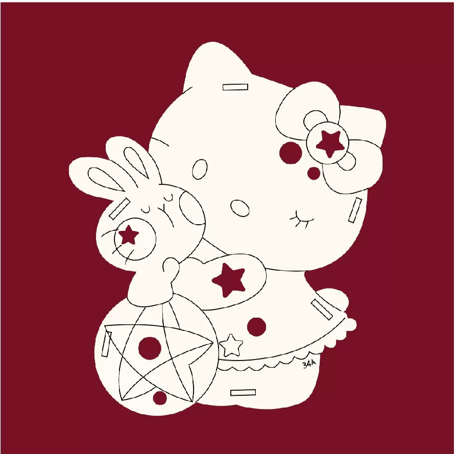 Đèn lồng gỗ tô màu mẫu kitty thỏ