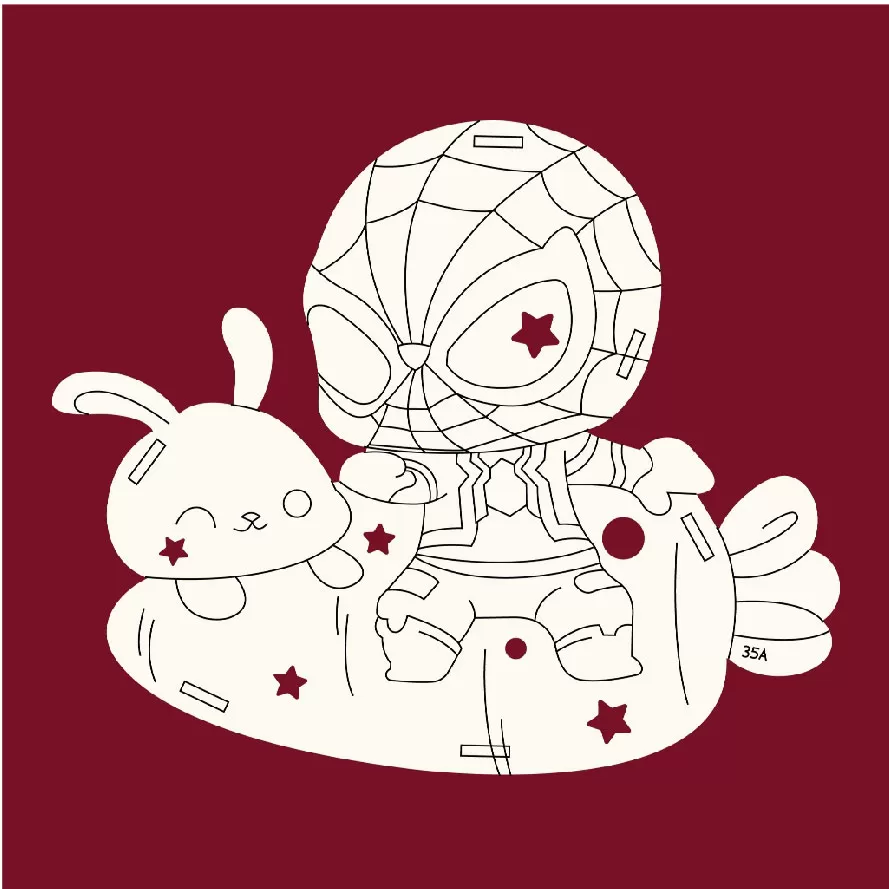 Đèn lồng gỗ tô màu mẫu nhện