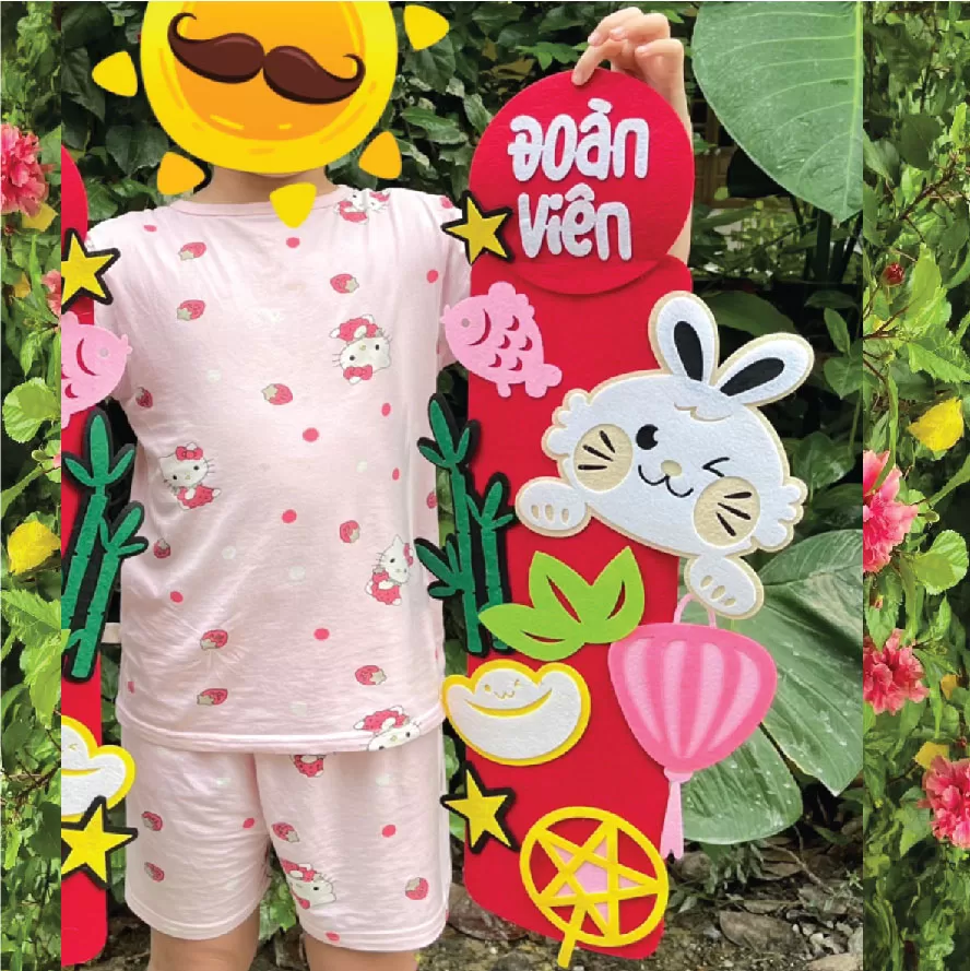 Biển treo vải dạ trung thu mẫu dọc đoàn viên