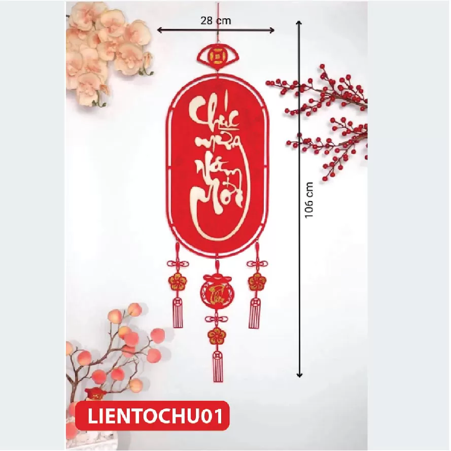 Liễn treo TẾT nhung phối chữ gỗ siêu sang xịn