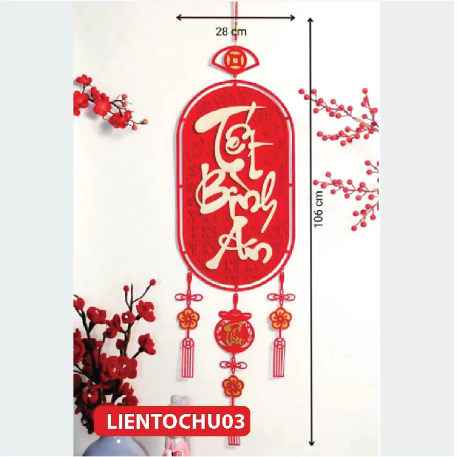 Liễn treo TẾT nhung phối chữ gỗ siêu sang xịn