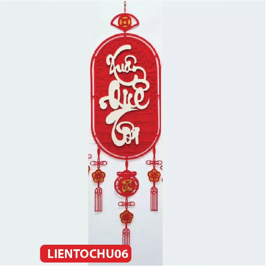 Liễn treo TẾT nhung phối chữ gỗ siêu sang xịn