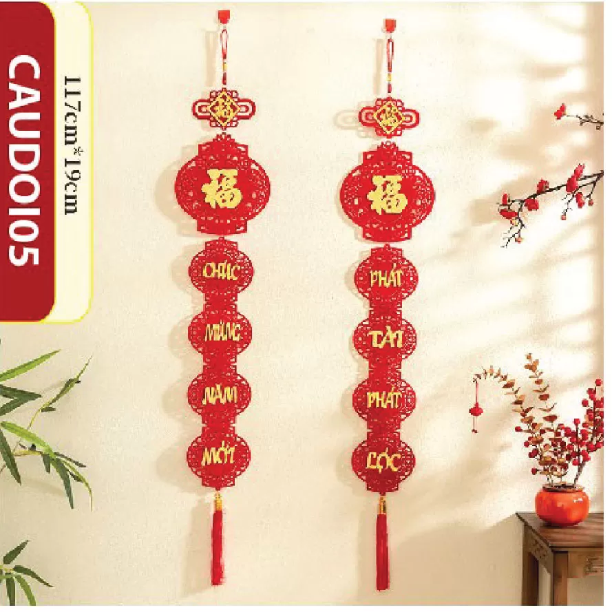 Dải câu đối TẾT khánh liễn nhung treo tường trang trí nhà cửa