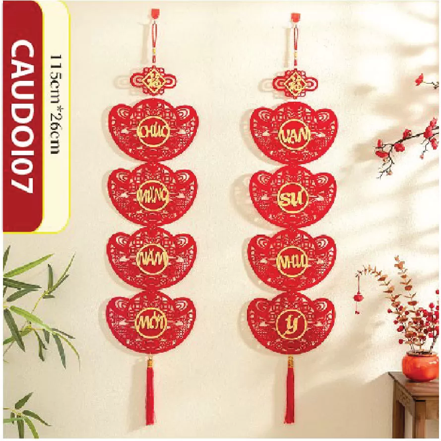 Dải câu đối TẾT khánh liễn nhung treo tường trang trí nhà cửa