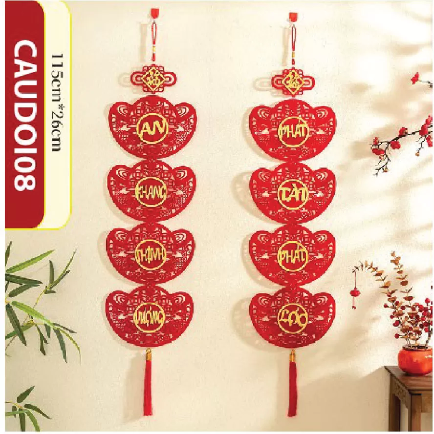 Dải câu đối TẾT khánh liễn nhung treo tường trang trí nhà cửa