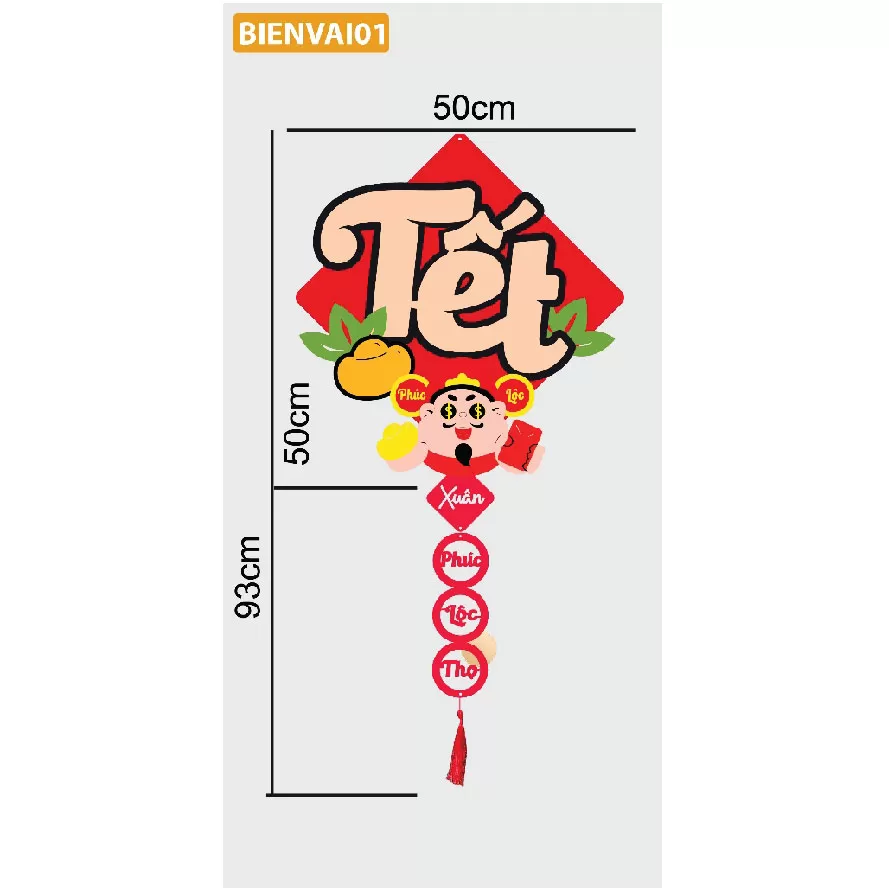 Biển treo TẾT vải dạ dày dặn, handmade trang trí nhà cửa