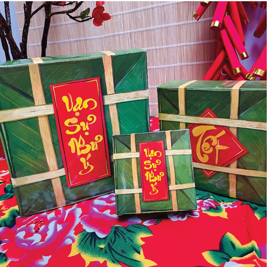 Mô hình bánh chưng, banh tét, dưa hấu trang trí TẾT chất liệu giấy cứng cáp in sắc nét