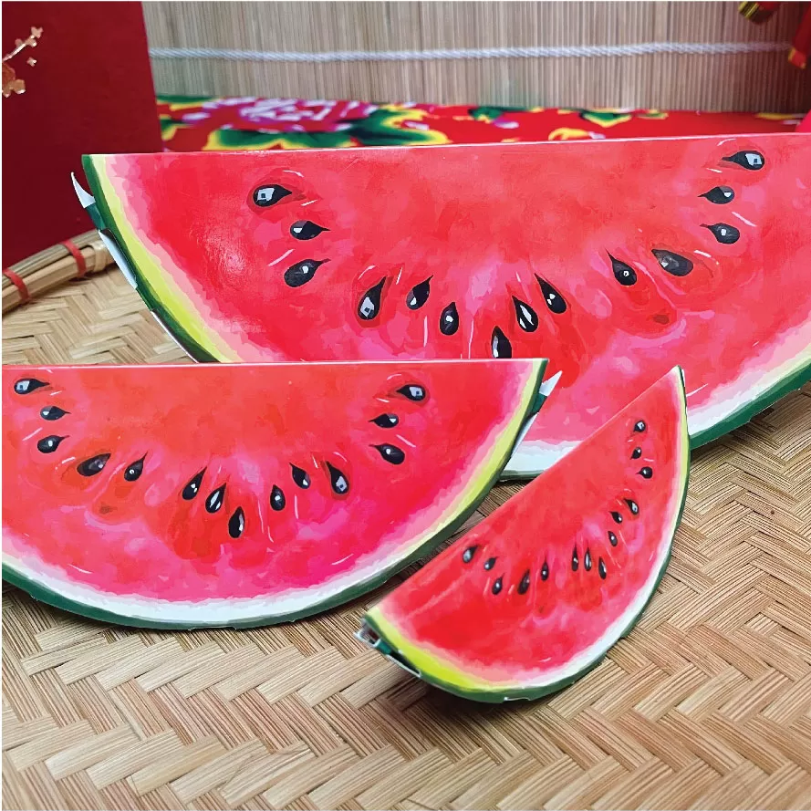 Mô hình bánh chưng, banh tét, dưa hấu trang trí TẾT chất liệu giấy cứng cáp in sắc nét