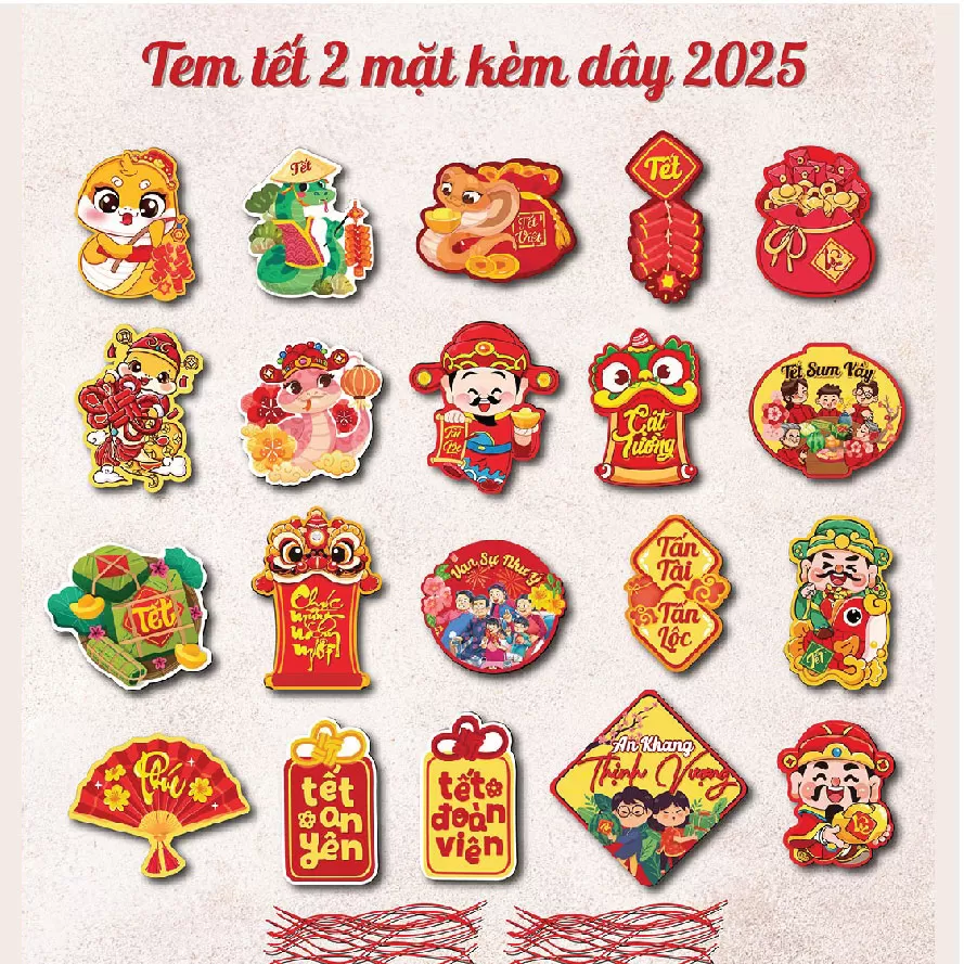 Tem Tết HOT treo cây đào, cây mai, trang trí nhà cửa