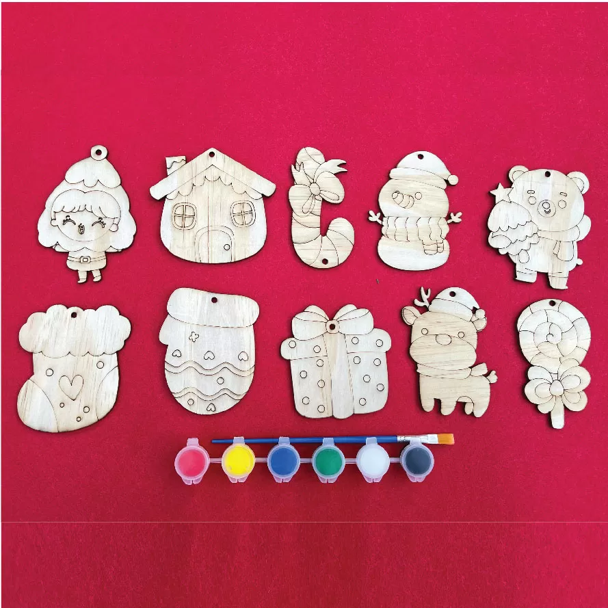 Sét tô màu gỗ NOEL trang trí cây thông giáng sinh xinh xắn