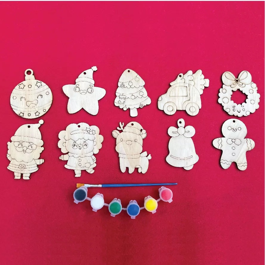 Sét tô màu gỗ NOEL trang trí cây thông giáng sinh xinh xắn