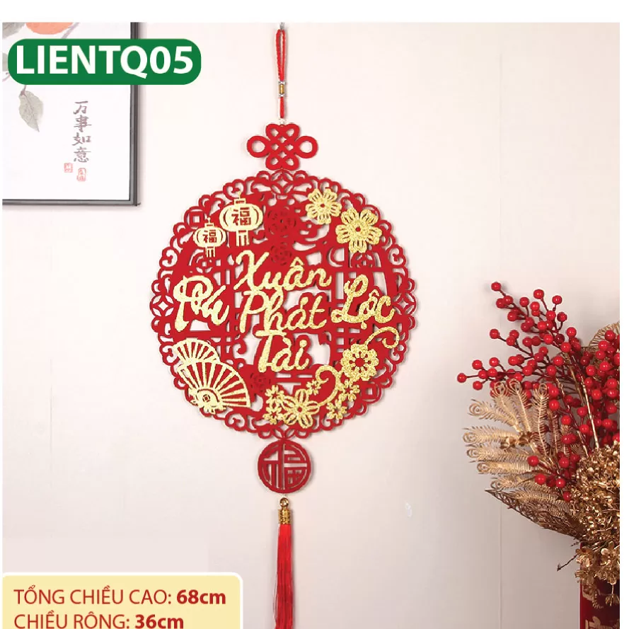 Khánh liễn treo trang trí TẾT SIÊU ĐẸP chất liệu nhung đỏ