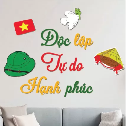 Set chữ ĐỘC LẬP TỰ DO HẠNH PHÚC vải dạ cứng dày trang trí Thống Nhất Đất Nước 30/4 và Quốc Khánh 2/9