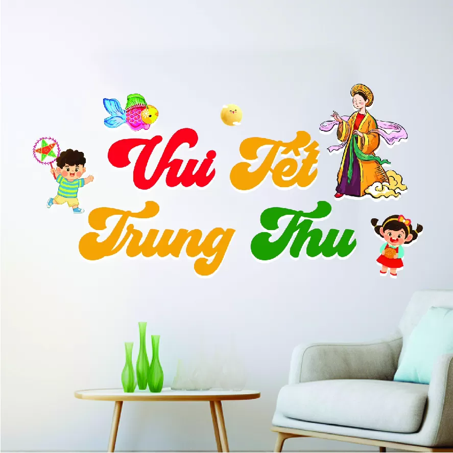 Set chữ VUI TẾT TRUNG THU vải dạ cứng dày trang trí Trung thu