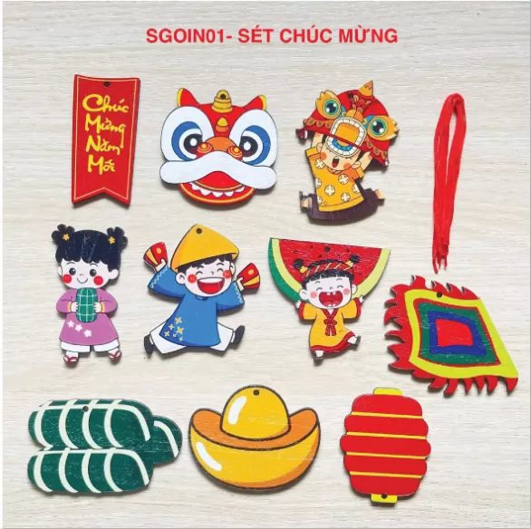 Tag gỗ treo trang trí tết