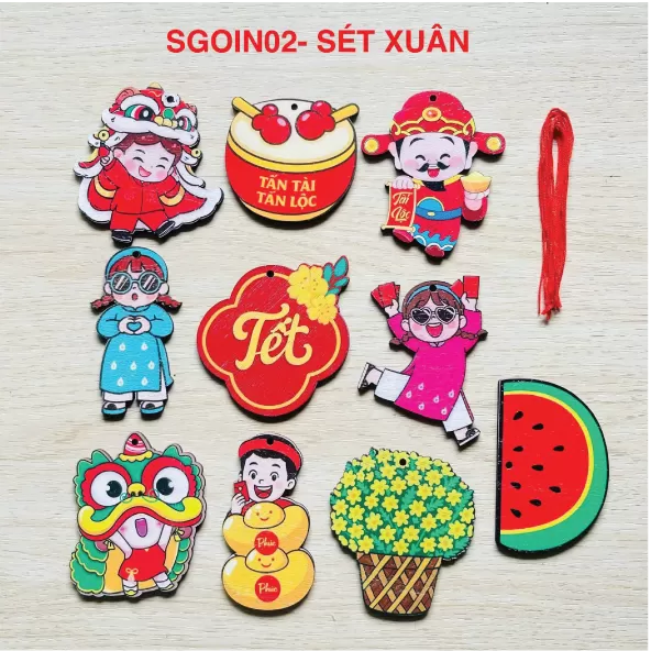 Tag gỗ treo trang trí tết