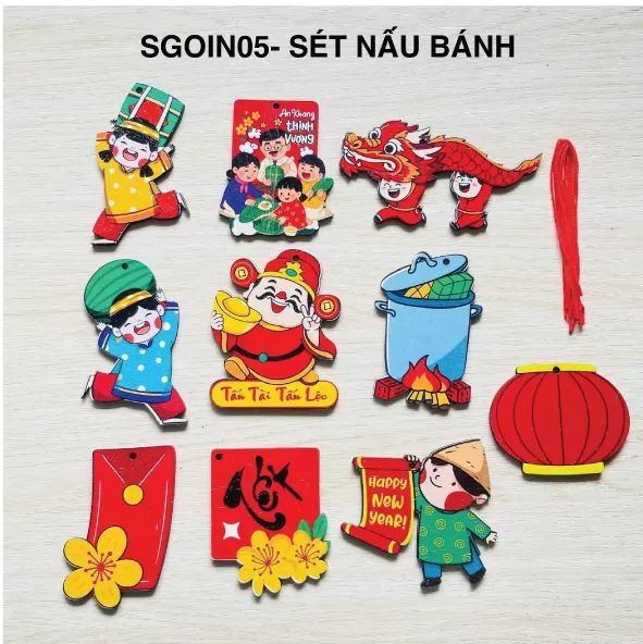 Tag gỗ treo trang trí tết