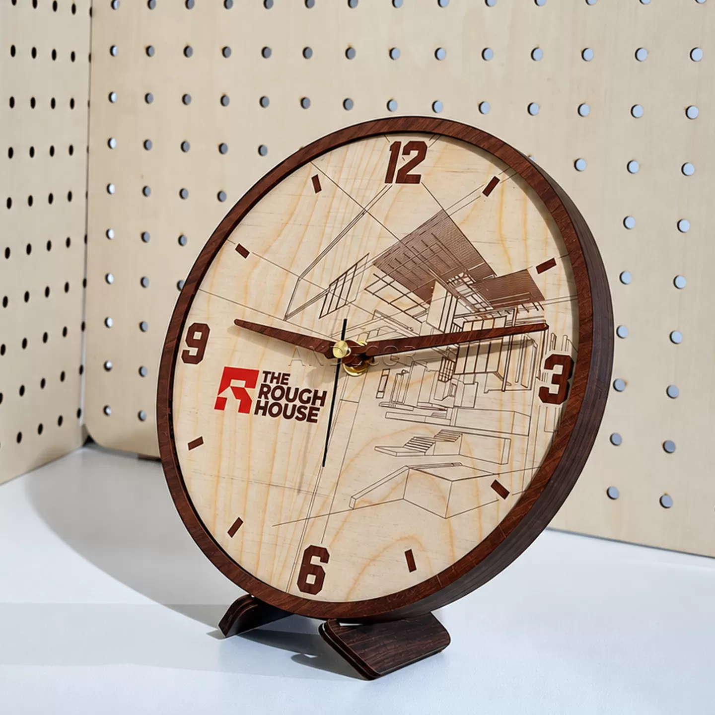 Đồng Hồ Gỗ Để Bàn 20cm Phong Cách Kiến Trúc Hiện Đại – In Logo Theo Yêu Cầu | ANDECOR