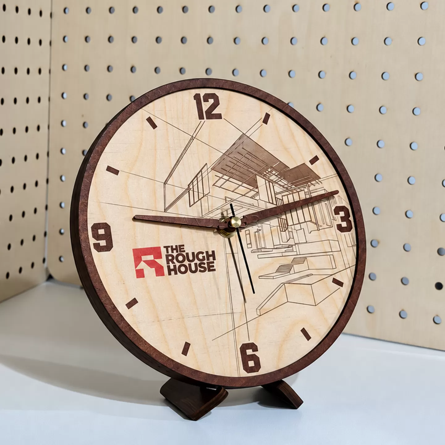 Đồng Hồ Gỗ Để Bàn 20cm Phong Cách Kiến Trúc Hiện Đại – In Logo Theo Yêu Cầu | ANDECOR