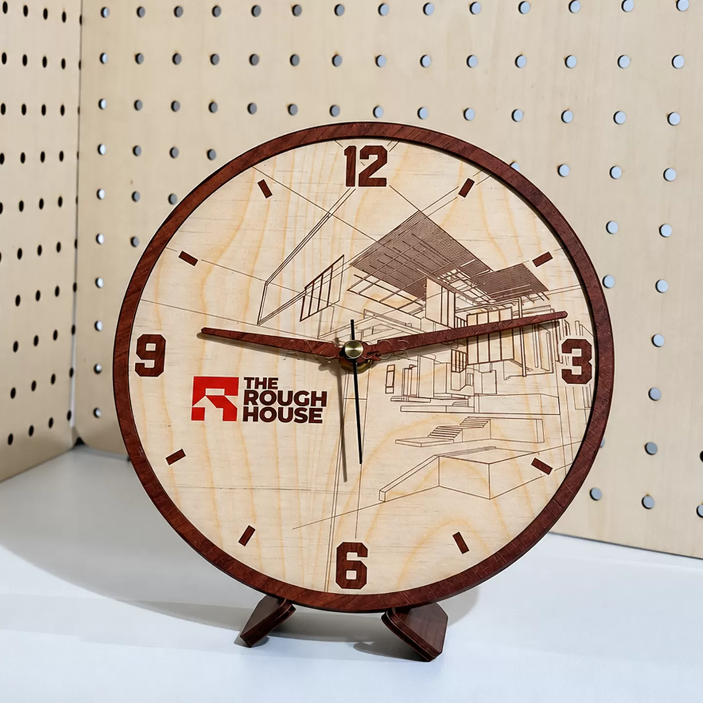 Đồng Hồ Gỗ Để Bàn 20cm Phong Cách Kiến Trúc Hiện Đại – In Logo Theo Yêu Cầu | ANDECOR