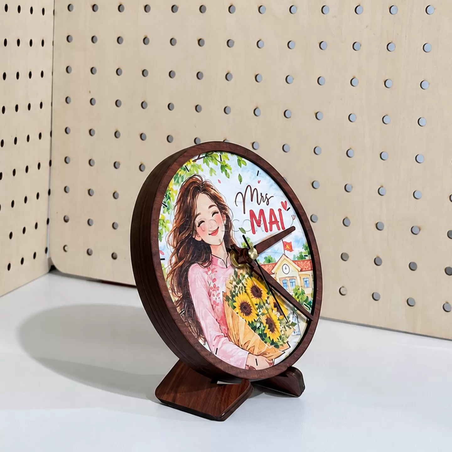 Đồng Hồ Gỗ Để Bàn Size S (14.5cm) - Cá Nhân Hóa In Ảnh Theo Yêu Cầu – Quà Tặng Sinh Nhật, Tri Ân, Doanh Nghiệp | ANDECOR