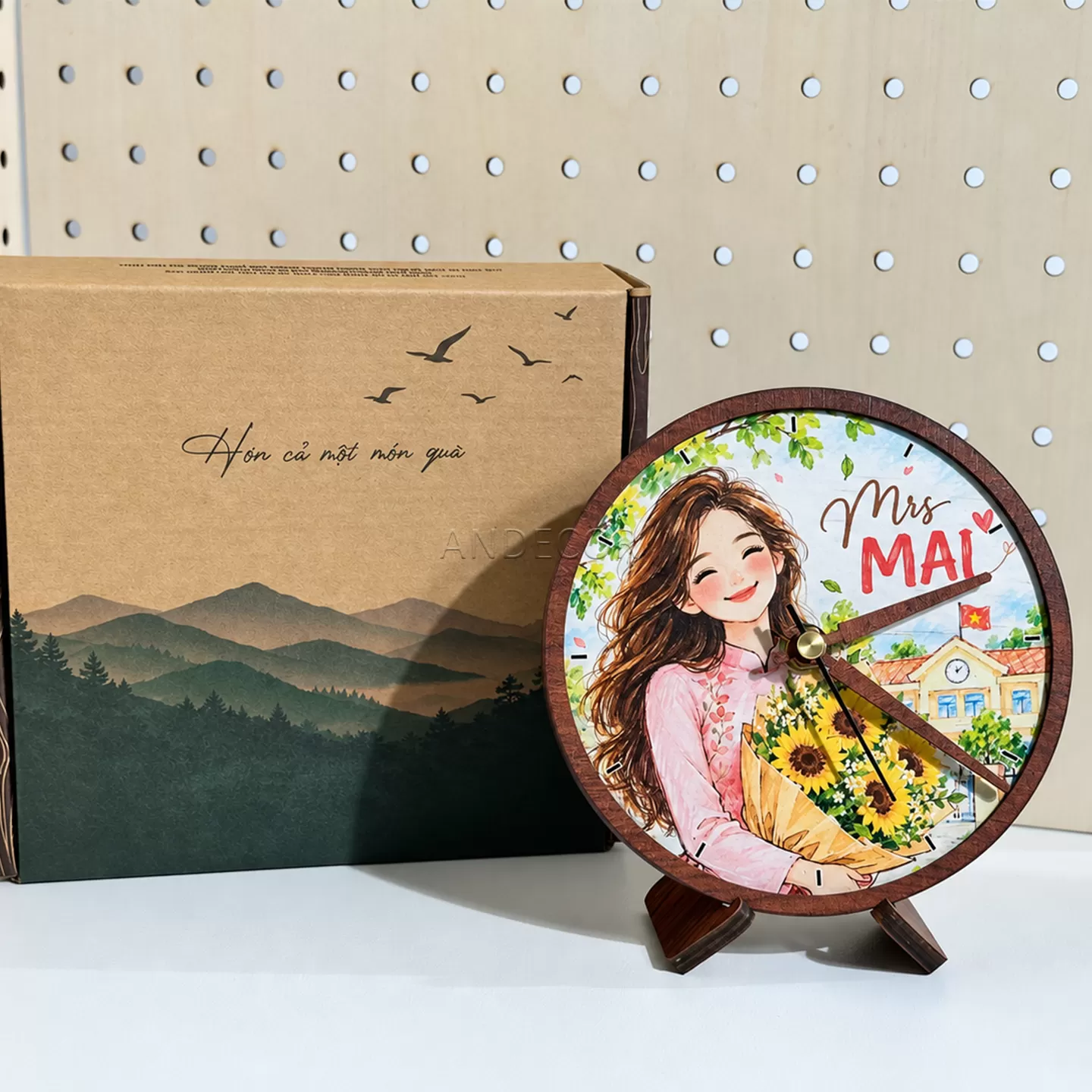 Đồng Hồ Gỗ Để Bàn Size S (14.5cm) - Cá Nhân Hóa In Ảnh Theo Yêu Cầu – Quà Tặng Sinh Nhật, Tri Ân, Doanh Nghiệp | ANDECOR