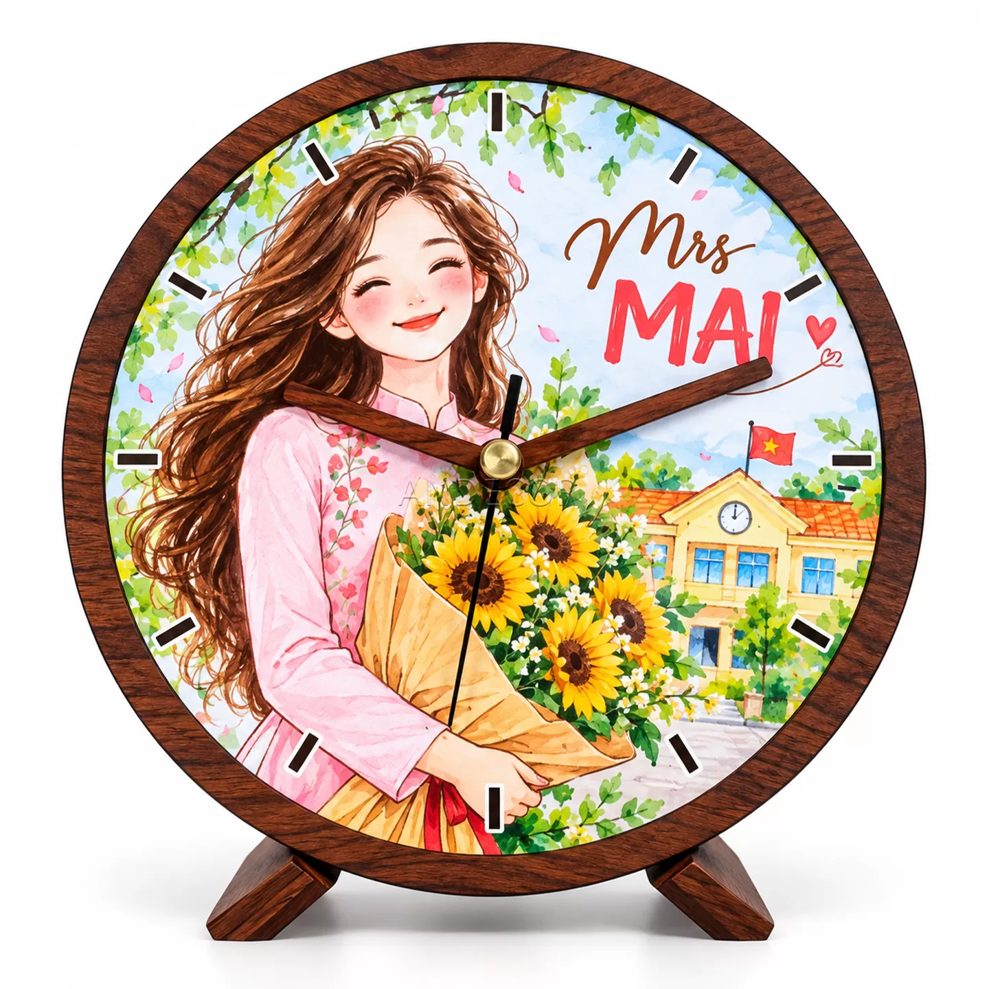 Đồng Hồ Gỗ Để Bàn Size S (14.5cm) - Cá Nhân Hóa In Ảnh Theo Yêu Cầu – Quà Tặng Sinh Nhật, Tri Ân, Doanh Nghiệp | ANDECOR