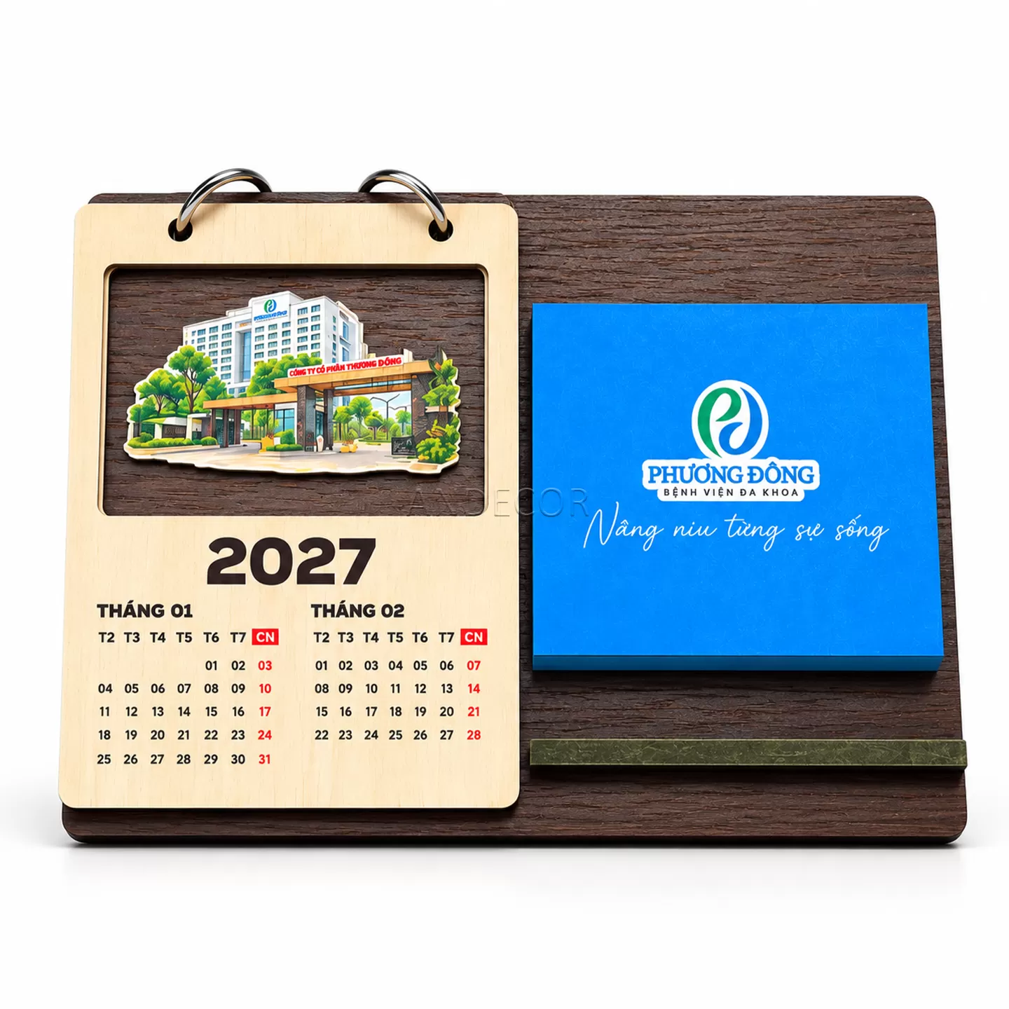 Lịch Gỗ Để Bàn 2027 Khung Hình 3D – Quà Tặng Doanh Nghiệp In Logo Theo Yêu Cầu | ANDECOR