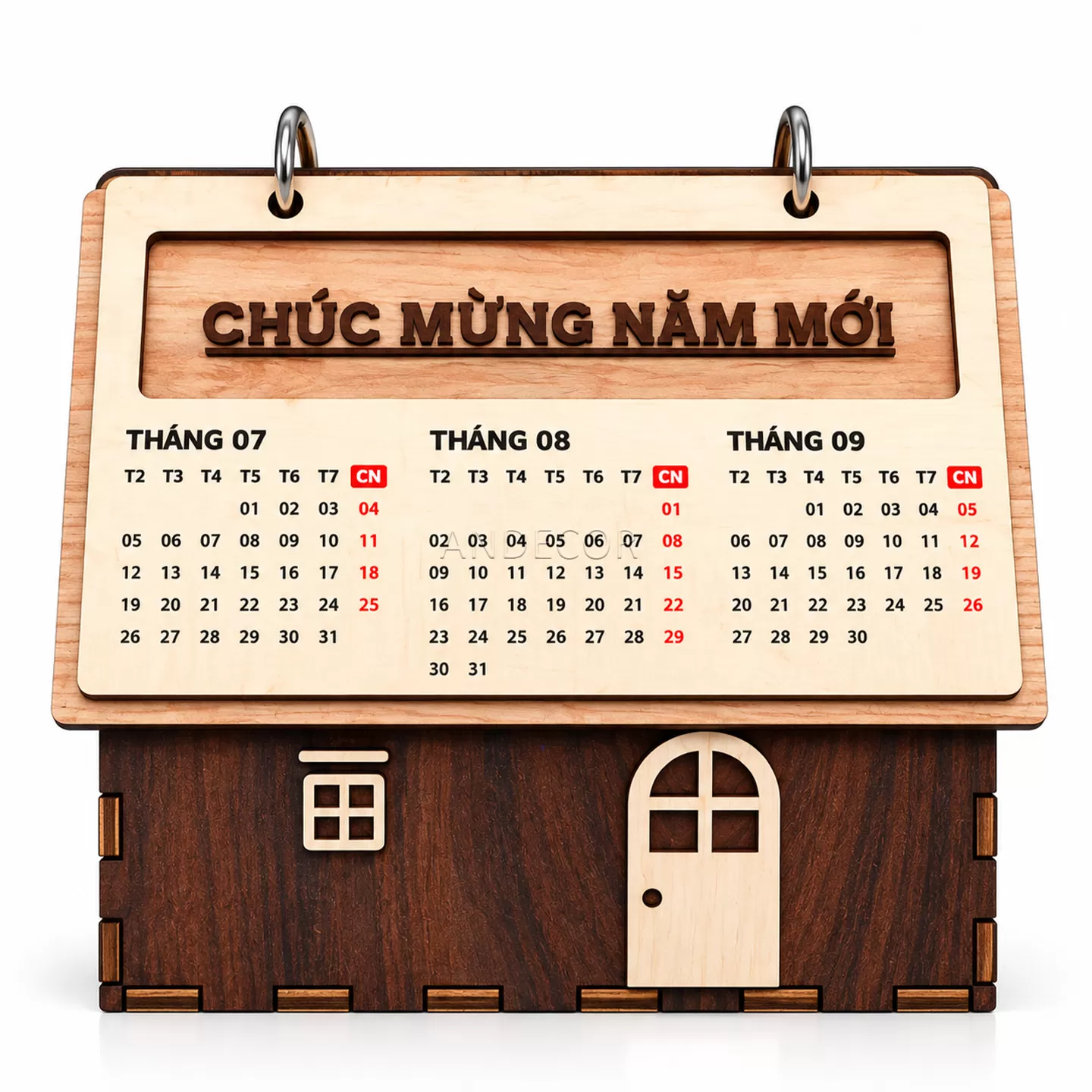 Lịch Gỗ Để Bàn 2027 Mô Hình Ngôi Nhà Tối Giản – Lịch Gỗ 3 Tháng In Logo Theo Yêu Cầu | ANDECOR